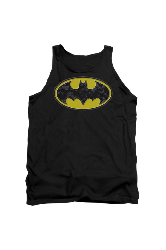 Batman Bats In Logo Adult Tank Top Black