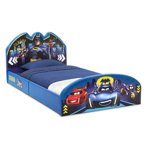 Batman Batwheels Upholstered Twin Bed by Delta Children, Blue Batman Batwheels Upholstered Twin Bed by Delta Children, Blue