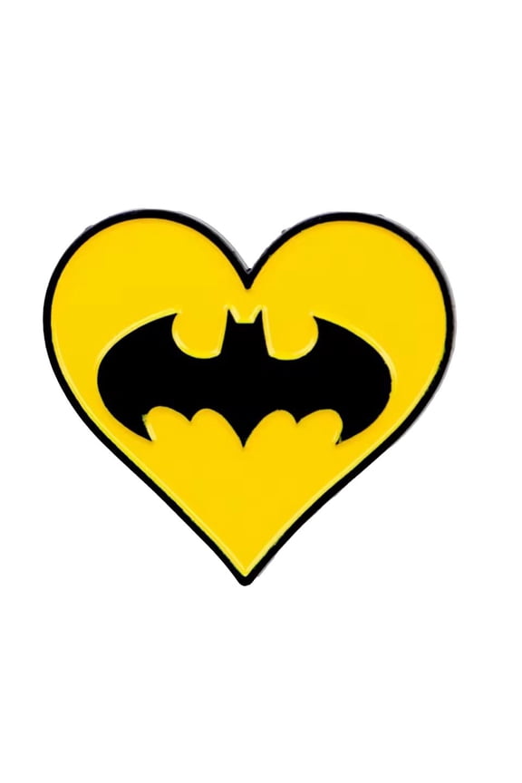 Batman Batwing Logo in Heart 1inTall Metal Enamel Pin