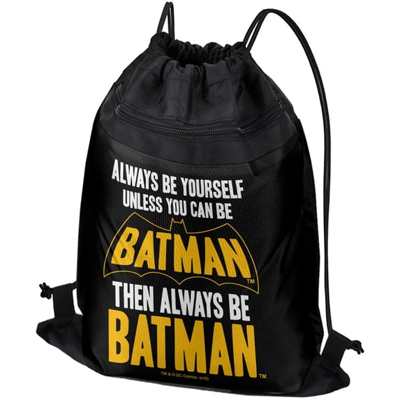 Batman Be Batman Drawstring Backpack Sports Bag Sackpack 17" x 13", Perfect for Gym, Yoga or Practice