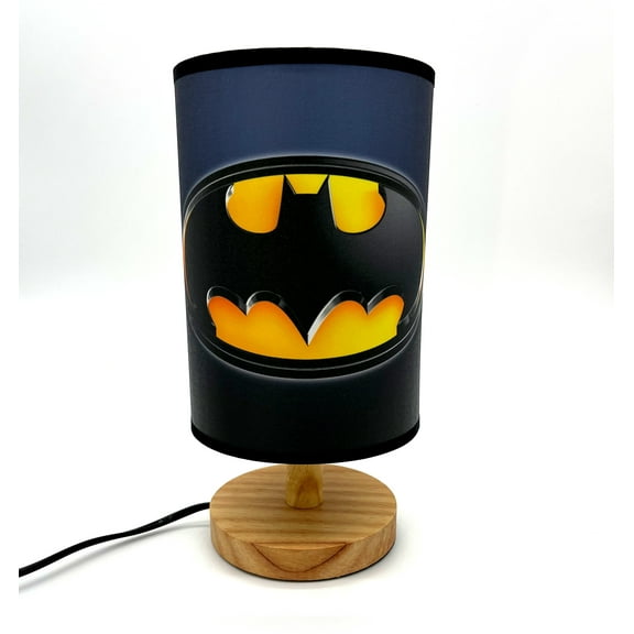 Batman Bedside Night Light Table Lamp Wood Base Room Decoration or Great Gift Ideas