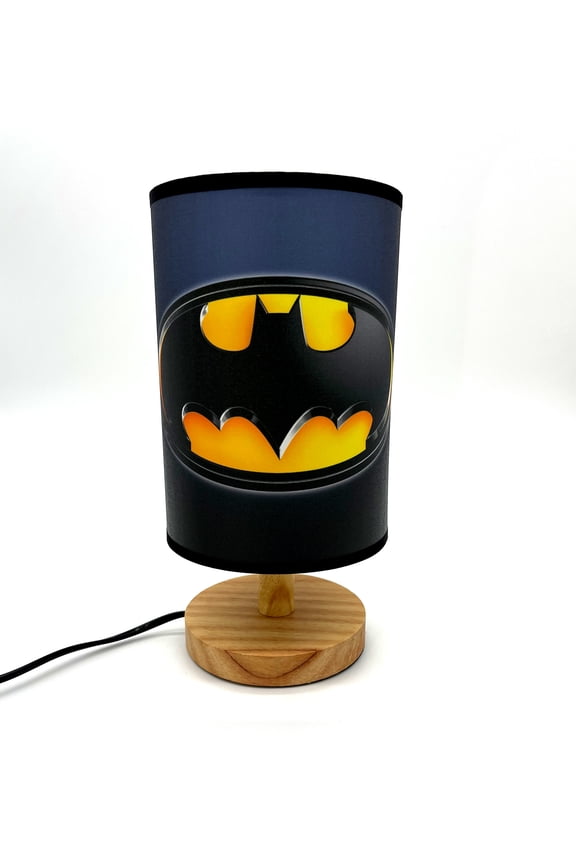 Batman Bedside Night Light Table Lamp Wood Base Room Decoration or Great Gift Ideas