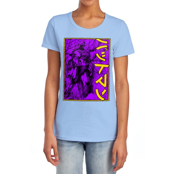 Batman Big Framed Kanji Women's T Shirt, Light Blue, Small