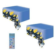 Batman Birthday Party Supplies Bundle Pack Includes 2 Plastic Table Covers and 1 Dinosaur Sticker Sheet