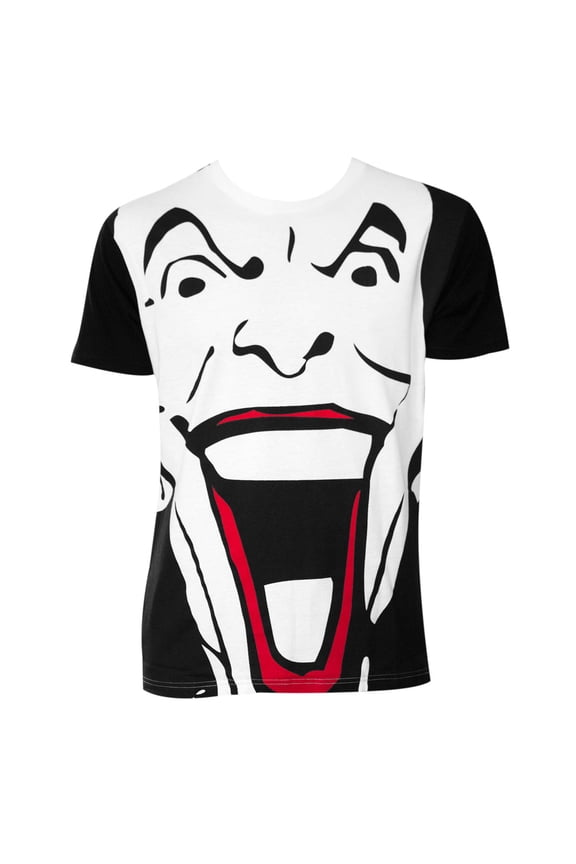 Batman Black And White Giant Joker Face Tee Shirt