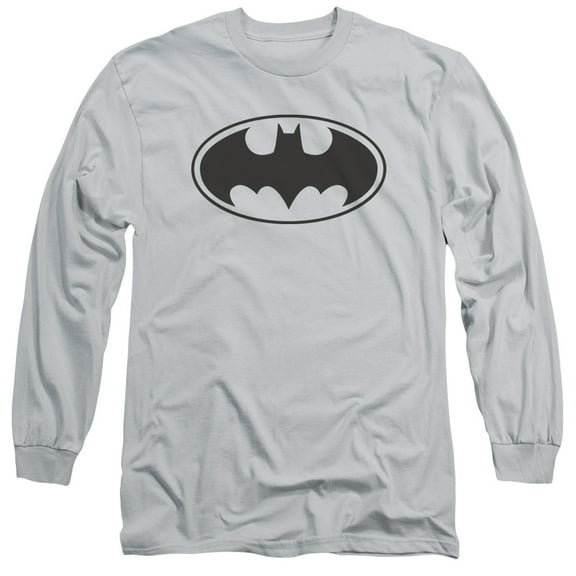 Batman Black Bat Long Sleeve Adult 18/1 T-Shirt-Silver