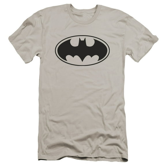 Batman Black Bat Premium Canvas T-Shirt Adult Slim Fit 30/1-Silver