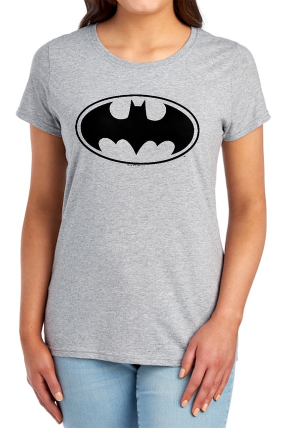 Batman Black Bat Women's T Shirt, Athletic Heather, Medium