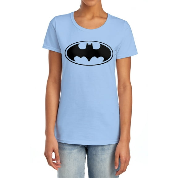 Batman Black Bat Women's T Shirt, Light Blue, Small