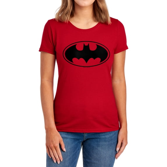 Batman Black Bat Women's T Shirt, Red, Medium