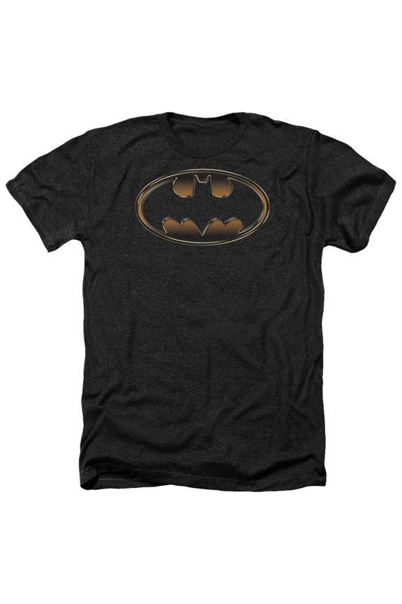 Batman - Black & Gold Embossed - Heather Short Sleeve Shirt - Large