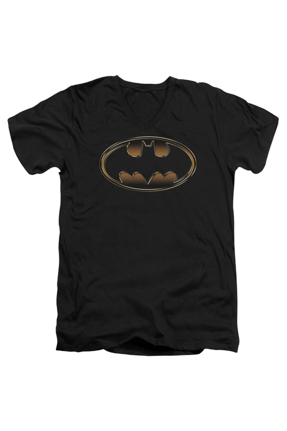 Batman Black & Gold Embossed S/S Adult V-Neck T-Shirt 30/1 T-Shirt Black