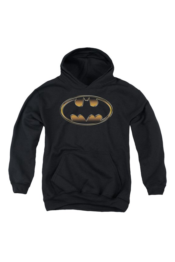 Batman - Black & Gold Embossed - Youth Hooded Sweatshirt - Small