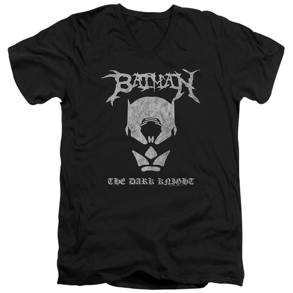Batman Black Metal Batman S/S Adult V-Neck T-Shirt 30/1 T-Shirt Black
