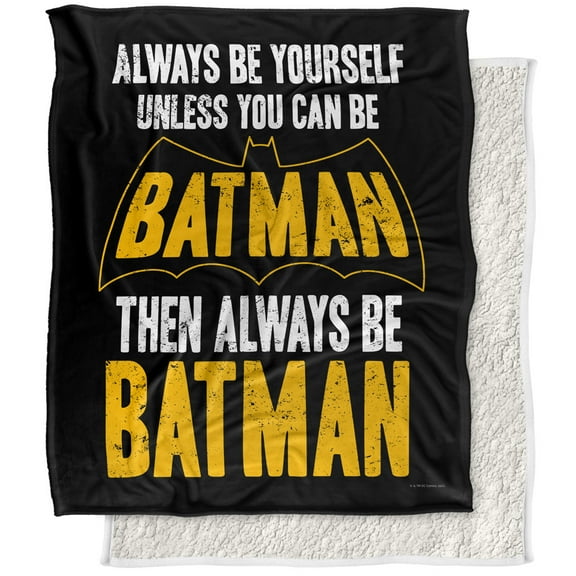 Batman Blanket, 50"x60", Be Batman Silky Touch Sherpa Back Super Soft Throw Blanket