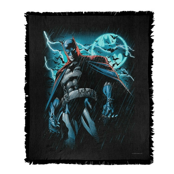 Batman Blanket, 50'x60' Stormy Knight Woven Tapestry Cotton Blend Fringed Throw
