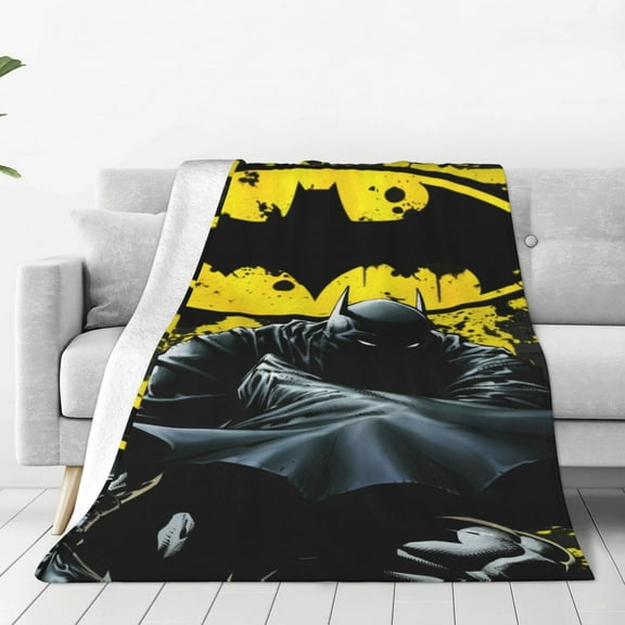 Batman Blanket Cozy Warm Flannel Throw Blanket for Living Room Bedroom Bed Sofa Car, All Seasons Fleece Blankets Gifts for Kids Teens Adults 50"x40"