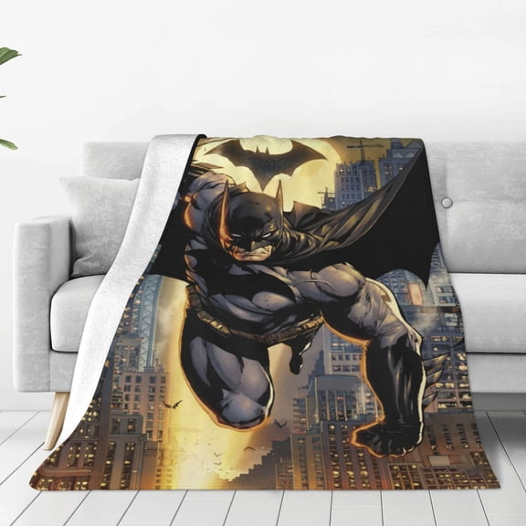 Batman Blanket Cozy Warm Flannel Throw Blanket for Living Room Bedroom Bed Sofa Car, All Seasons Fleece Blankets Gifts for Kids Teens Adults 50"x40"