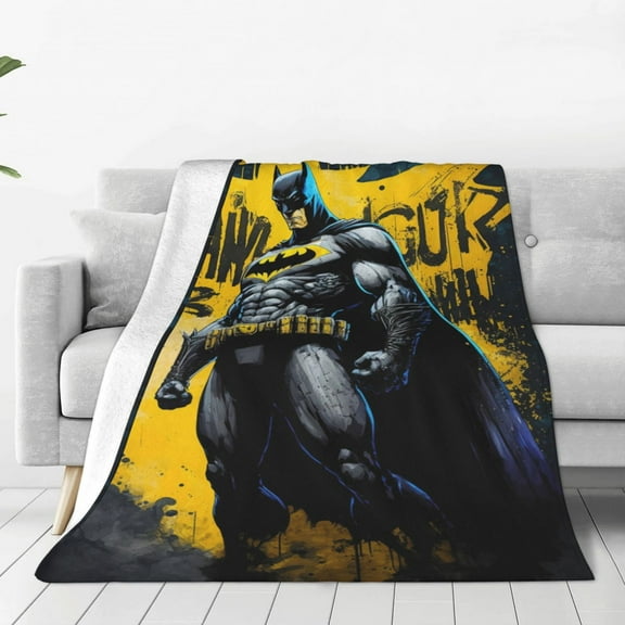Batman Blanket Cozy Warm Flannel Throw Blanket for Living Room Bedroom Bed Sofa Car, All Seasons Fleece Blankets Gifts for Kids Teens Adults 50"x40"