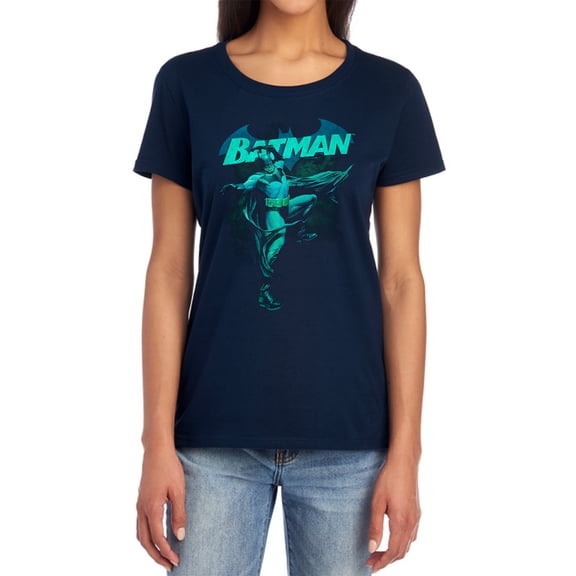Batman Blue Bat Women's T Shirt, Navy, X-Large