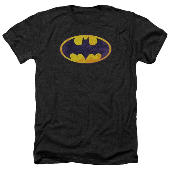 Batman - Bm Neon Distress Logo - Heather Short Sleeve Shirt - Small