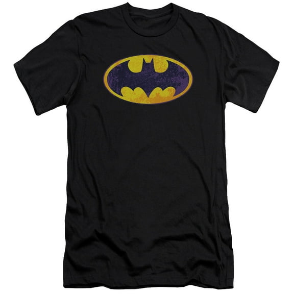 Batman - Bm Neon Distress Logo - Premium Slim Fit Short Sleeve Shirt - X-Large