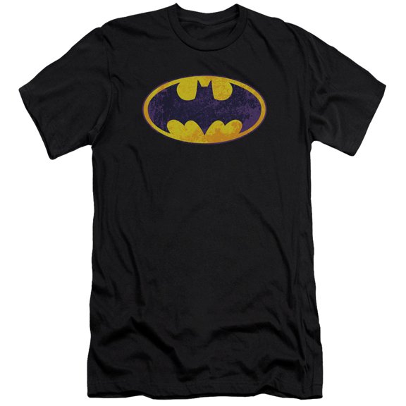Batman - Bm Neon Distress Logo - Slim Fit Short Sleeve Shirt - Small