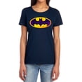thumbnail image 1 of Batman Bm Neon Distress Logo Women's T Shirt, Navy, Large, 1 of 6