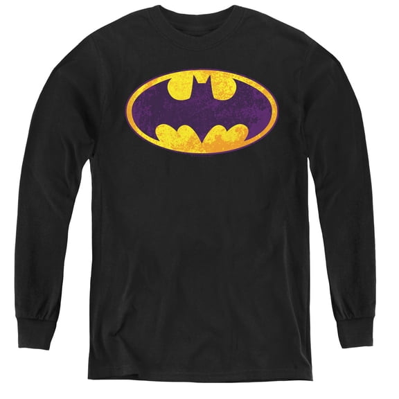 Batman - Bm Neon Distress Logo - Youth Long Sleeve Shirt - Small