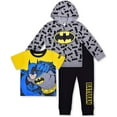 thumbnail image 1 of Batman Boys 3 Piece Zip Up Hoodie Tee and Jogger Set, Toddler, 1 of 7