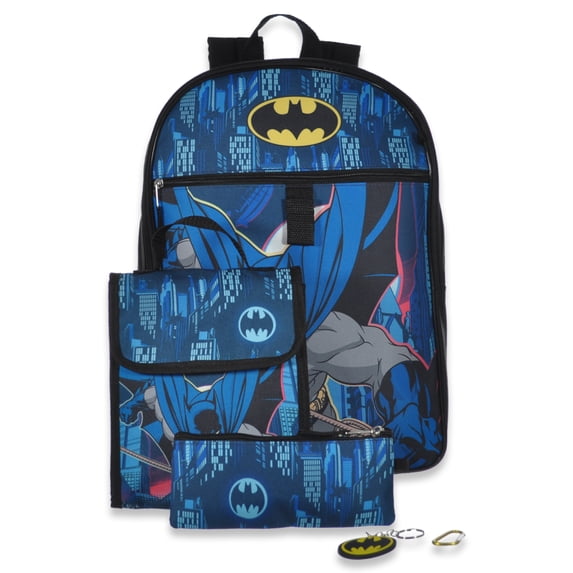 Batman Boys' 5-Piece Backpack Lunchbox Set - black multi, one size