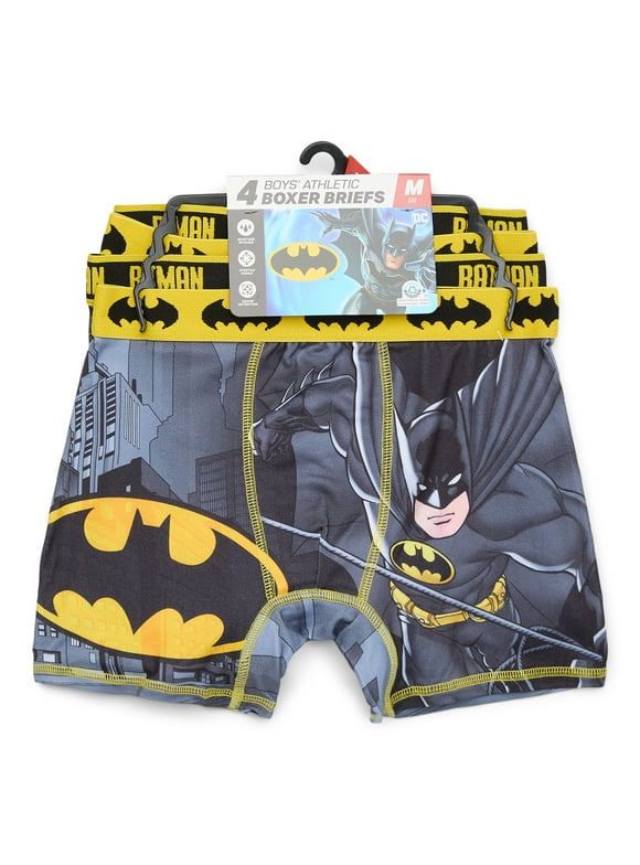 Batman Boys Boxer Briefs Underwear, 4-Pack, Sizes XS-XL