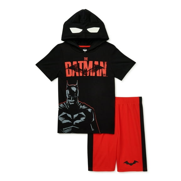 Batman Boys Cosplay Hooded Top & Shorts, 2-Piece Outfit Set, Sizes 4-10
