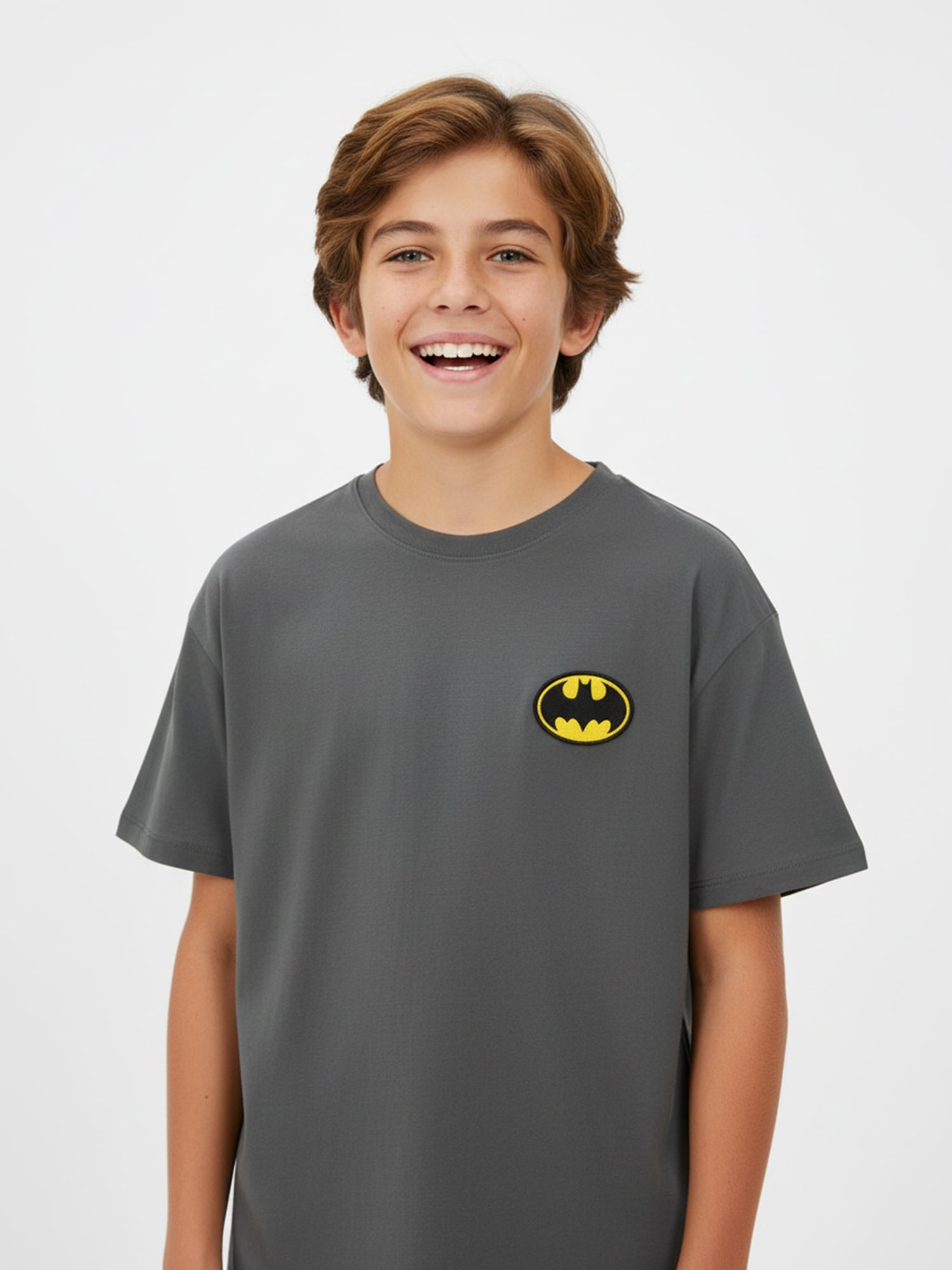 Batman Boys' Embroidered Tee with Short Sleeves, Sizes 4-18