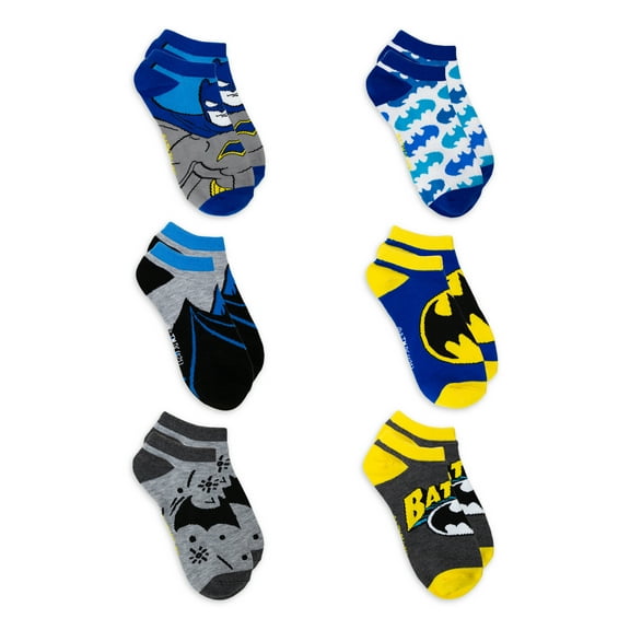 Batman Boys No Show Socks, 6-Pack