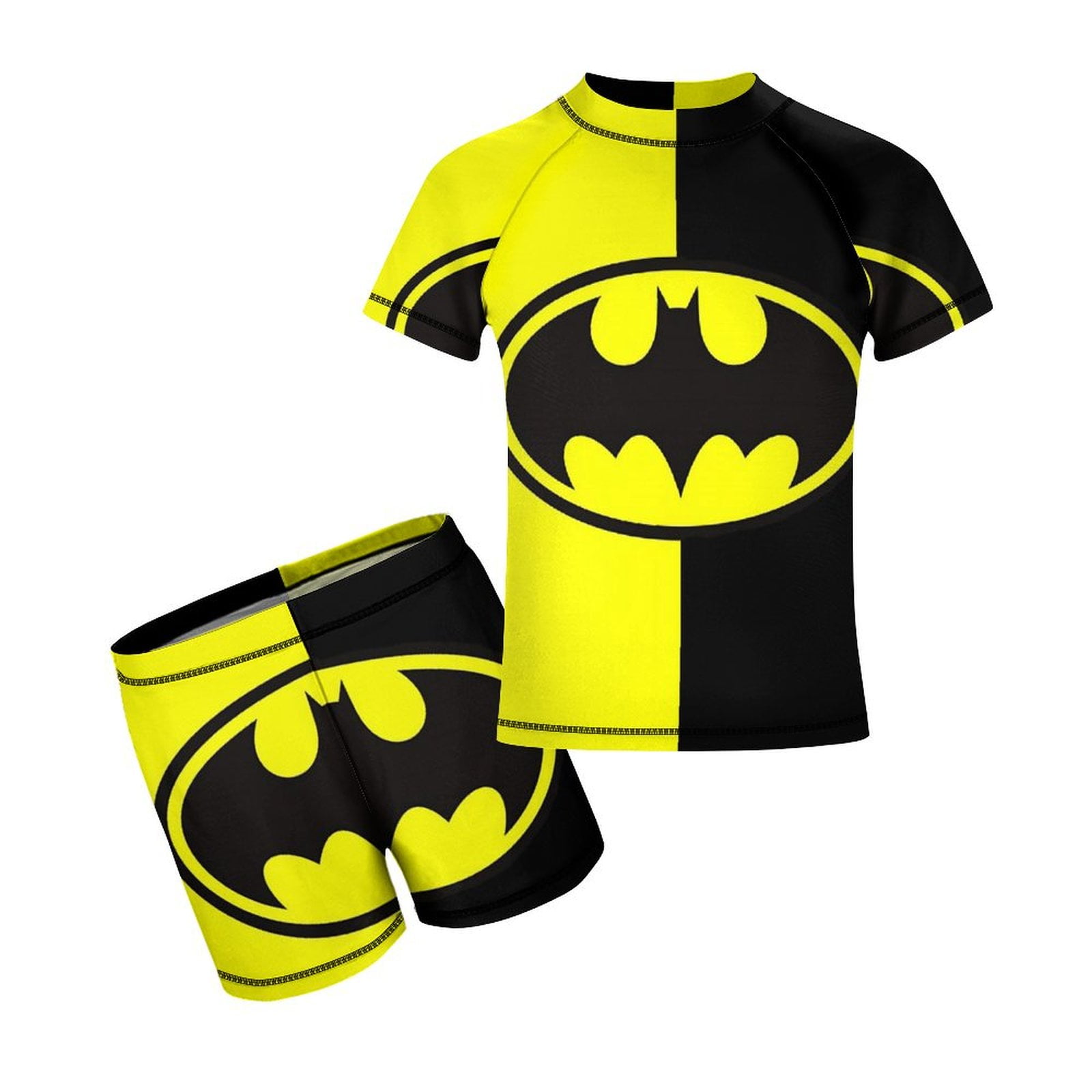 Batman Boys Rash Guard Set 2 Piece Swimsuits Short Sleeve Bathing Suits ...