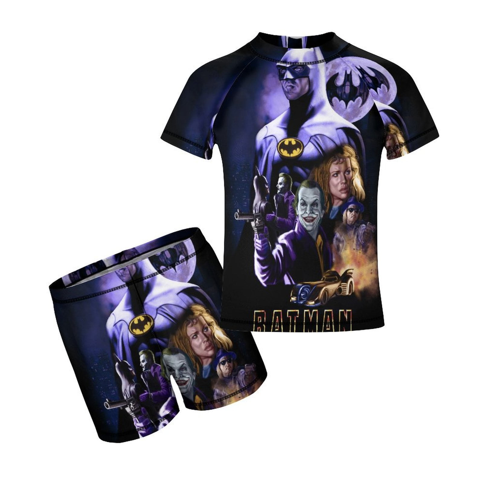 Batman Boys Rash Guard Set 2 Piece Swimsuits Short Sleeve Bathing Suits ...