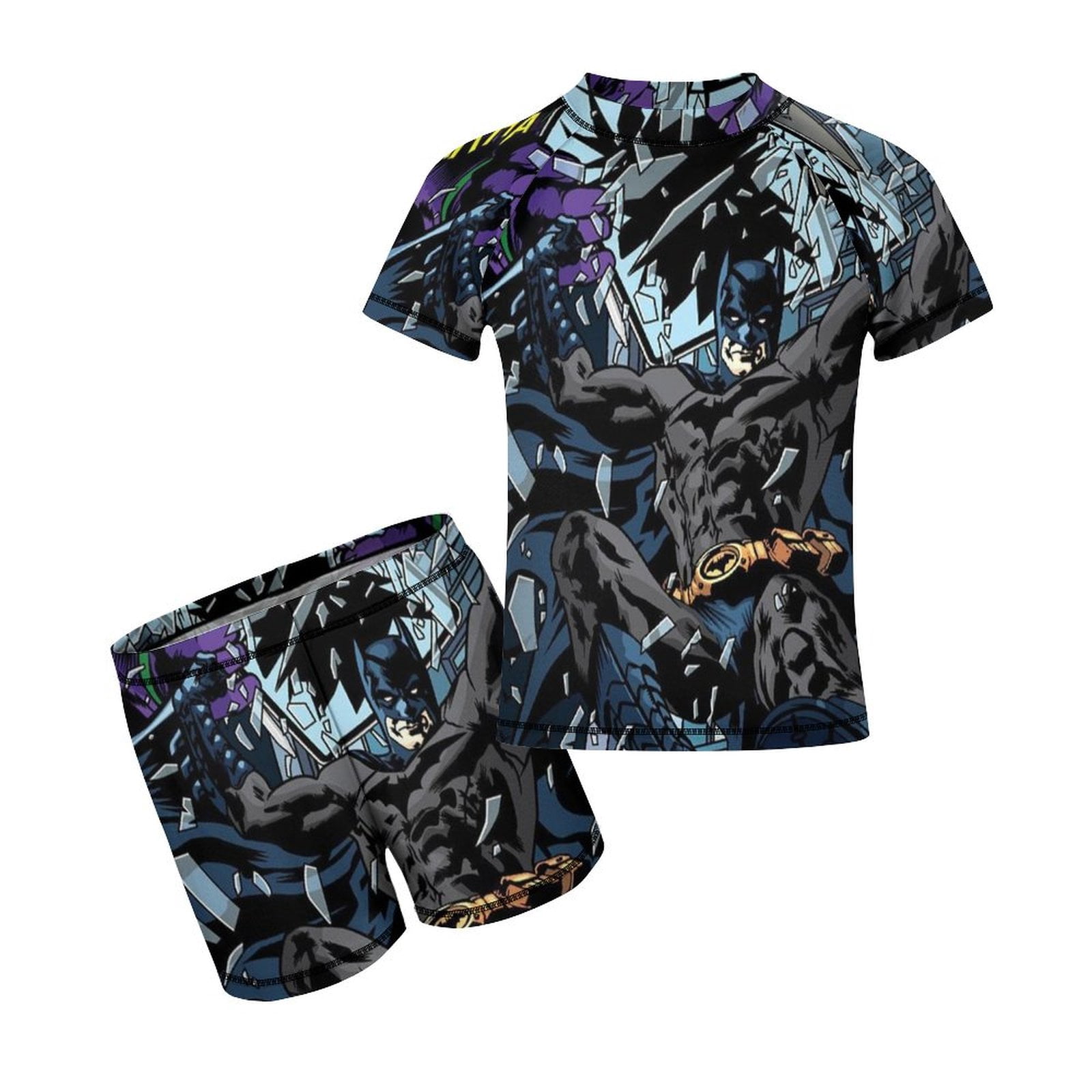 Batman Rash Batman Boys Rash Guard Set 2 Piece Swimsuits Short Sleeve Bathing Suits ...