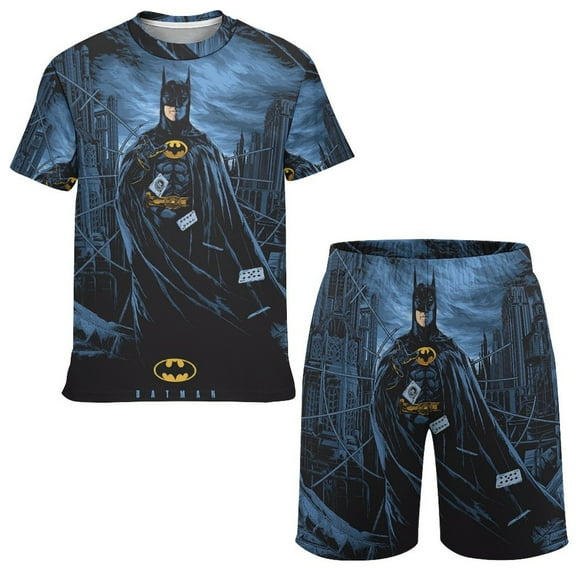 Batman Boys Short Sleeve T-Shirt And Mesh Shorts Outfit Set for Kids