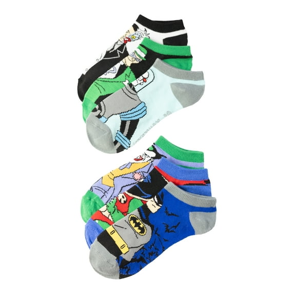 Batman Boys Socks, 6-Pack, No Show Style, Sizes S-L