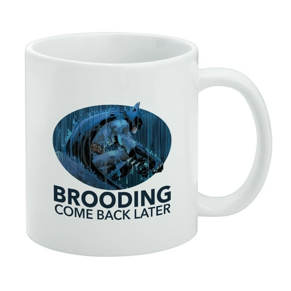 Batman Brooding Come Back Later White Mug