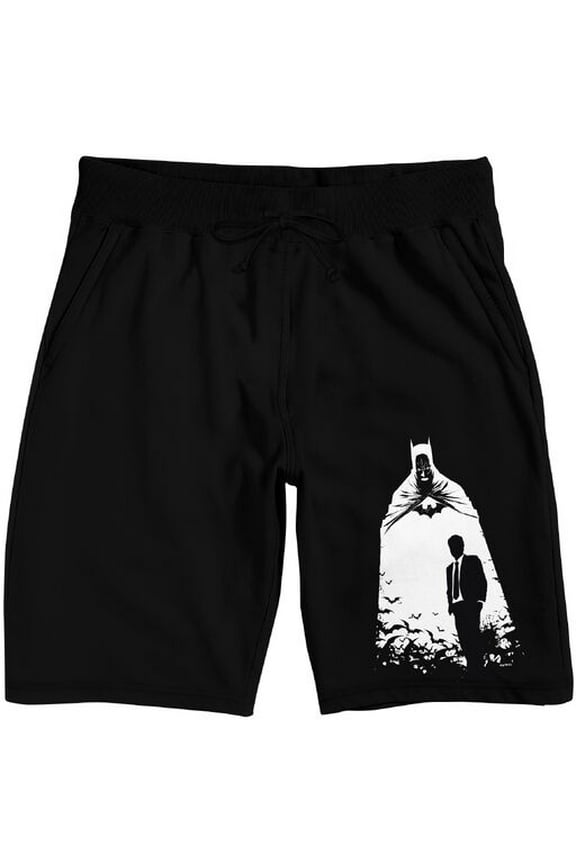 Batman Bruce Wayne Caped Crusader Men's Black Sleep Pajama Shorts-XL