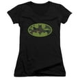 thumbnail image 1 of Batman Camo Logo Junior Women's T-Shirt V-Neck Black, 1 of 1
