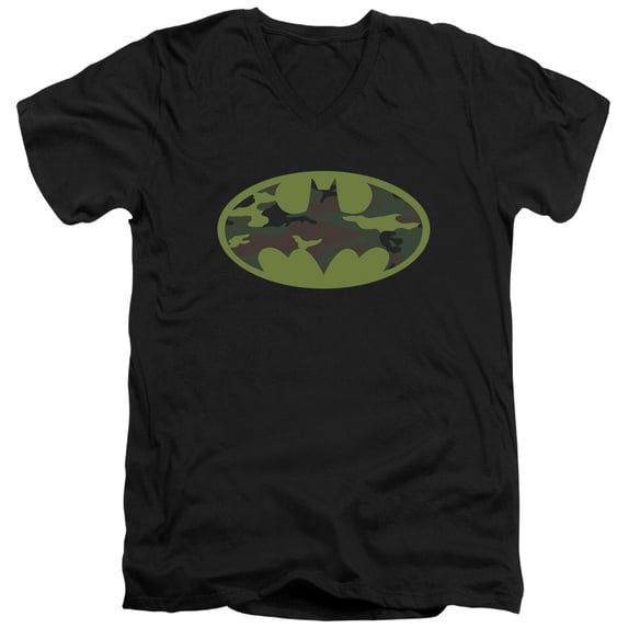 Batman - Camo Logo - Slim Fit V Neck Shirt - Small