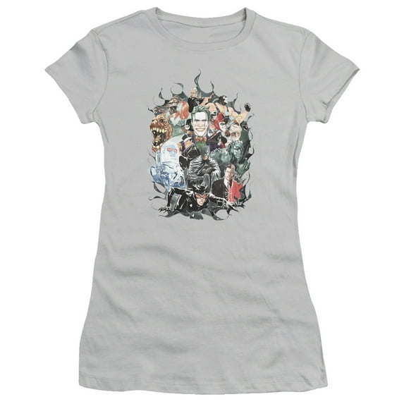 Batman Cape Of Villians S/S Junior Women's T-Shirt Sheer Silver
