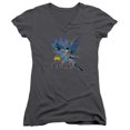 thumbnail image 1 of Batman Cape Outstretched Junior Women's T-Shirt V-Neck Charcoal, 1 of 1