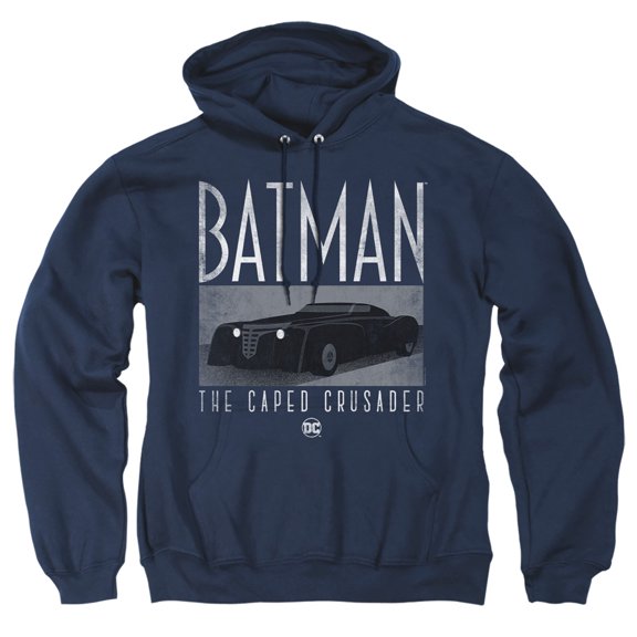 Batman: Caped Crusader Batmobile Adult Pull-Over Hoodie, Navy, X-Large