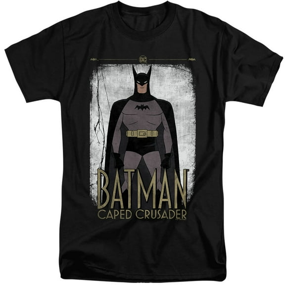 Batman: Caped Crusader Cartoon Stance Unisex Adult Tall T Shirt (3X-Large) Black