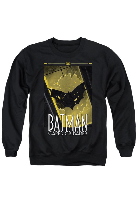 Batman: Caped Crusader Flying Shadow Unisex Adult Crewneck Sweatshirt, Black, Large