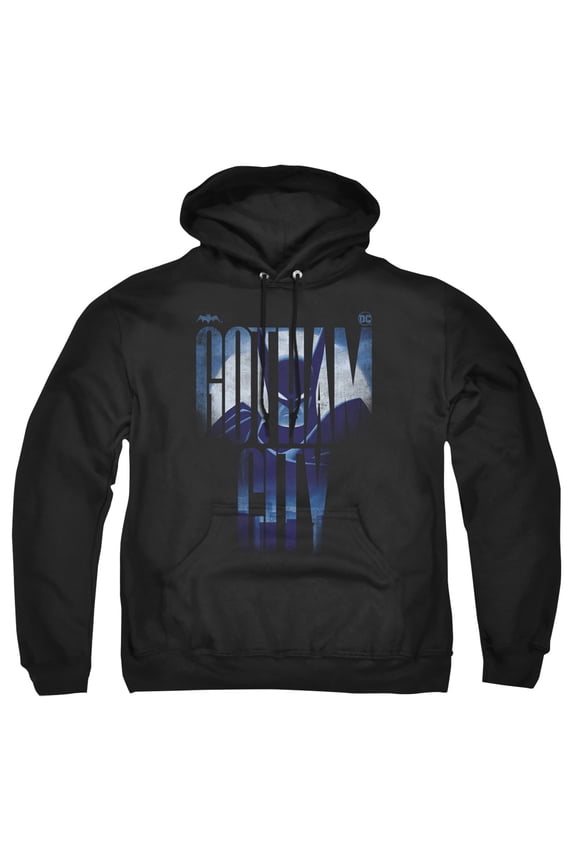 : Caped Crusader Gotham City Adult Pull-Over Hoodie, Black, Large